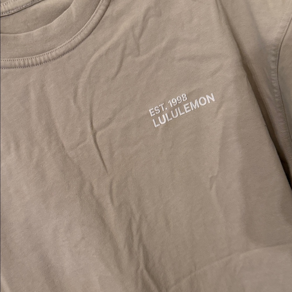 Lululemon brushed heavyweight crewneck oversized t-shirt in Mojave Tan M EUC - Picture 3 of 4
